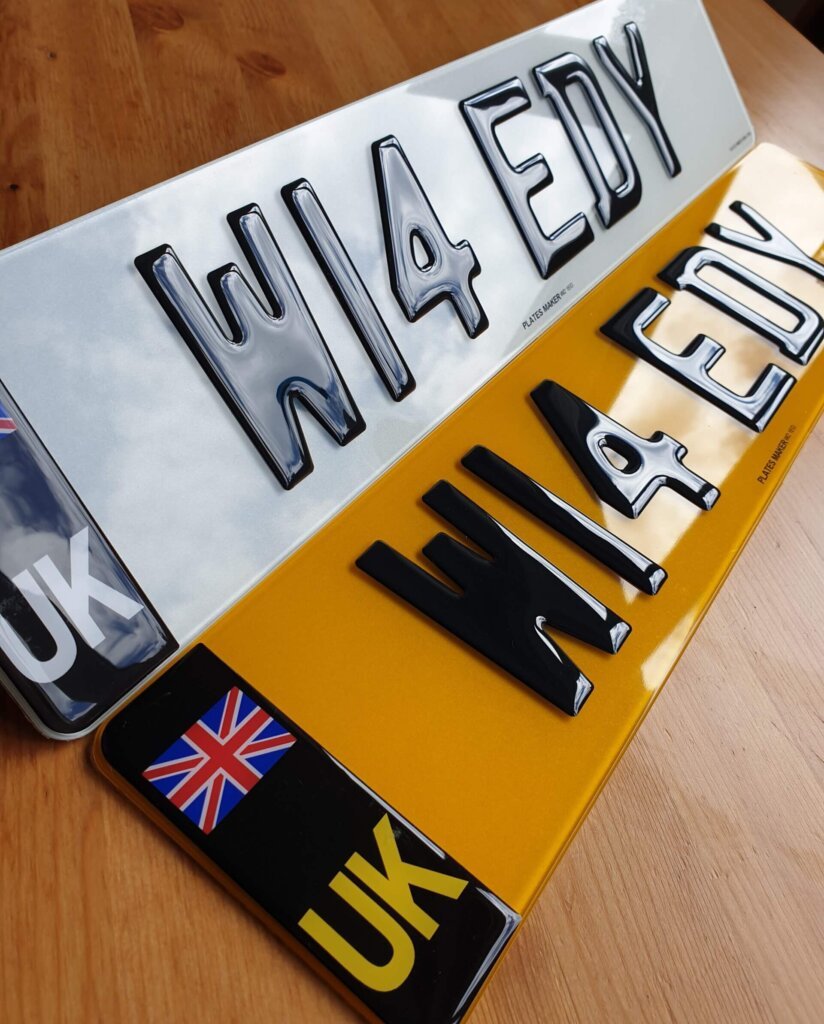 thumbnail interactive-video image 1 of Pair Of 3D Black Gel Number Plates – Road Legal & MOT Compliant – Customizable 1 of 2