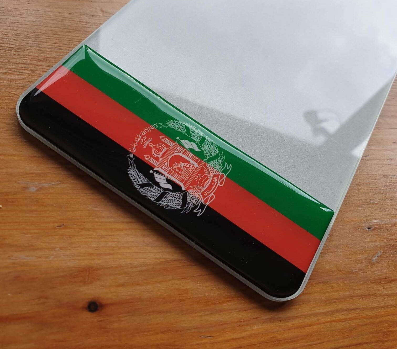 2x 3D Gel UK Number Plate Side Badges ( Afghanistan flag )