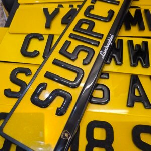 2 x Premium Quality ( LAMBORGHINI  ) 3D GEL car number plate surround frame holder