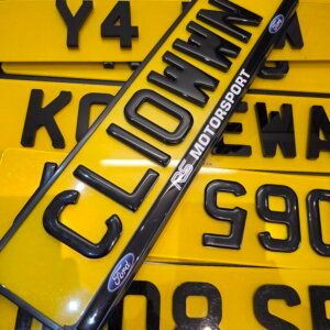 2 x Premium Quality ( FORD RS  ) 3D GEL car number plate surround frame holder ( fits all models )